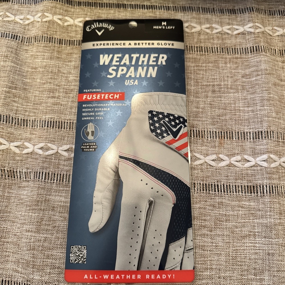 Callaway Weather Spann Golf Glove Topgolf Mens Medium - Worn on Left Hand NEW